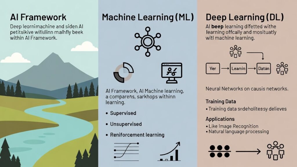 Infographic Showing The Difference Between Machine Learning Vs Deep Learning Within Ai Framework