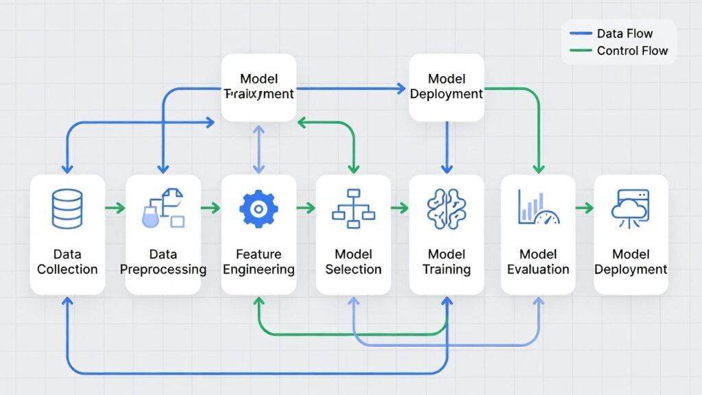 Diagram Of Machine Learning Algorithm Workflow And Process Steps