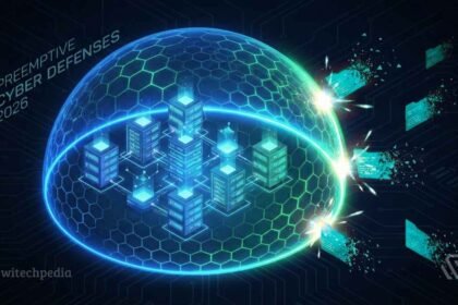 Comparison chart showing the difference between reactive security and preemptive cyber defenses strategies in a timeline.