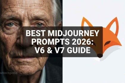 Best Midjourney Prompts 2026 guide featuring a split-screen comparison of hyper-realistic photography and vector logo design created with V6.