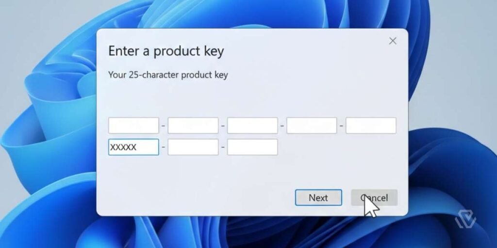 Entering an old Windows 10 key to learn how to activate Windows 11 for free legally.