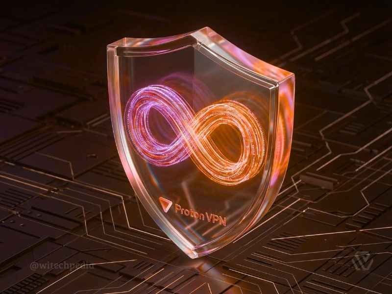 3D illustration of a digital privacy shield blocking trackers, representing Proton VPN as the safest free VPN with unlimited data.