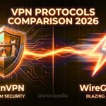 Comparison of VPN protocols showing OpenVPN vs WireGuard speed and security features for fastest VPN performance.