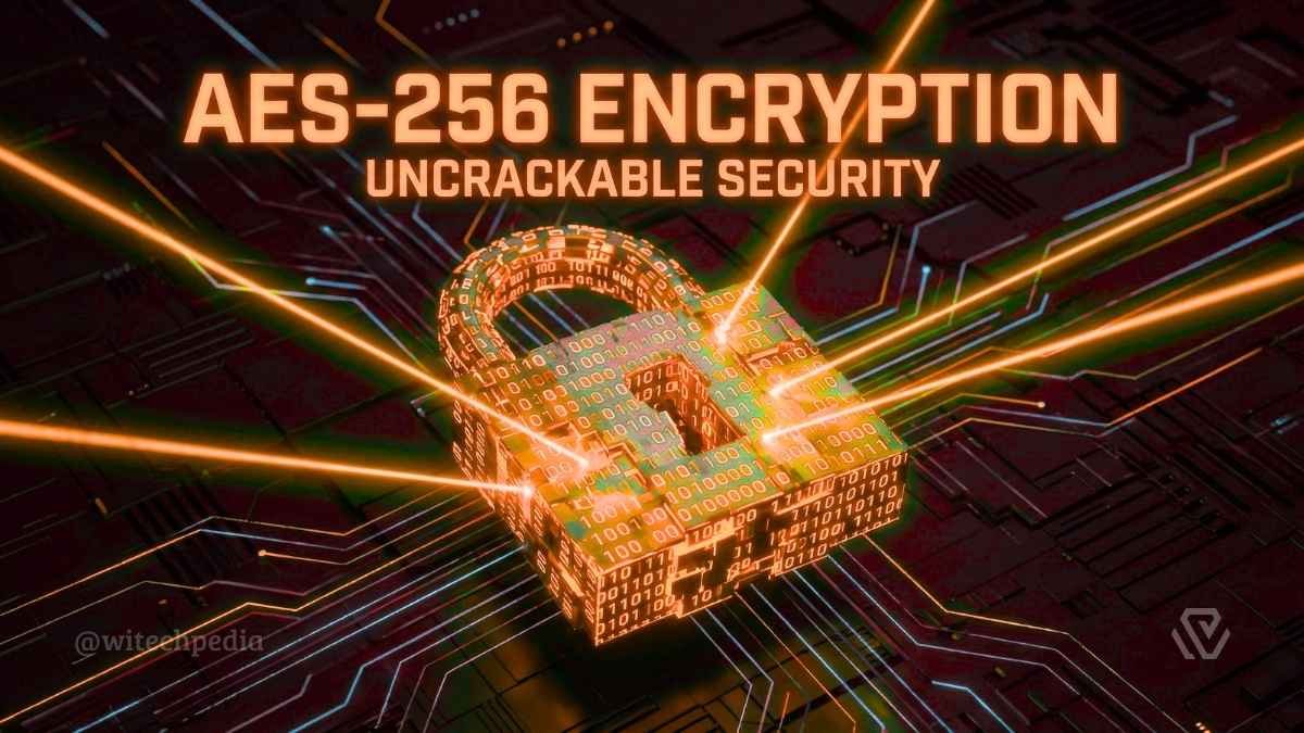 3D illustration of a digital lock using AES-256 encryption keys to protect data, demonstrating military-grade encryption security.