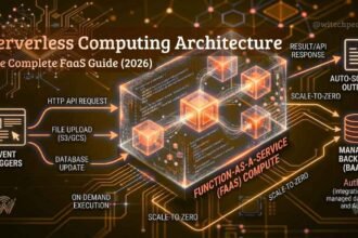 A High-Level Technical Diagram Illustrating A Serverless Computing Architecture Using A Faas (Function As A Service) Execution Model.
