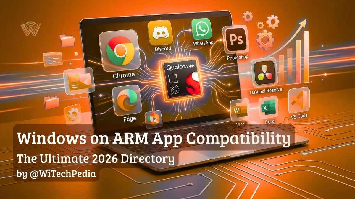 Complete guide to Windows on ARM app compatibility, showcasing Copilot+ PC native apps running on a Snapdragon X2 processor.