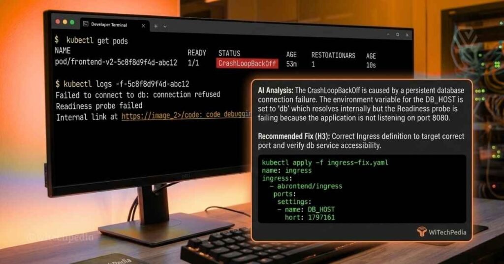 Terminal Interface Showing Kubernetes Debugging Prompts Being Used To Fix Kubernetes Crashloopbackoff With Ai.