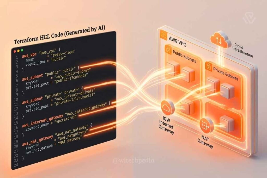 Diagram Illustrating Ai For Infrastructure As Code And Terraform Ai Prompts Provisioning A Secure Aws Vpc Architecture.